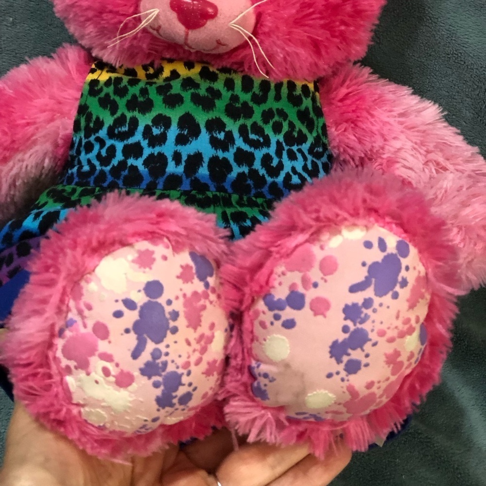 Build A Bear Workshop Pink Sassy Cat 17" Plush Stuffed Animal Splatter Paint - Picture 7 of 9